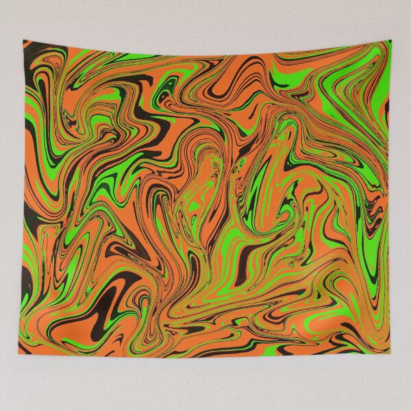Item preview, Liquid swirl abstract in green orange and black designed and sold by passing-through.
