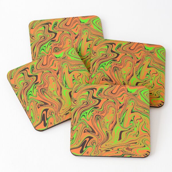 Item preview, Liquid swirl abstract in green orange and black designed and sold by passing-through.