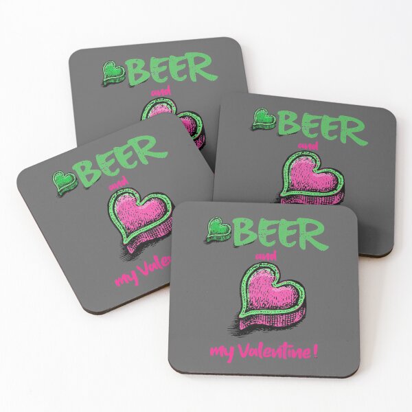 Item preview, Beer and love hearts in green and pink designed and sold by vibeno1.