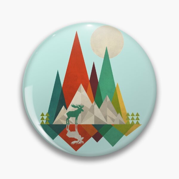 Item preview, Moose in the Mountains on a Full Moon / Sun - Vector Artwork designed and sold by solrevolver.