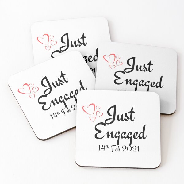 Item preview, Just Engaged 14 Feb 2021 Valentines Day Black Ink designed and sold by KananiandKiki.