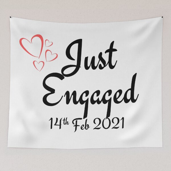 Item preview, Just Engaged 14 Feb 2021 Valentines Day Black Ink designed and sold by KananiandKiki.