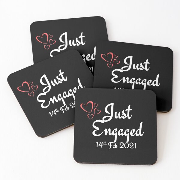 Item preview, Just Engaged 14 Feb 2021 Valentines Day White Ink designed and sold by KananiandKiki.