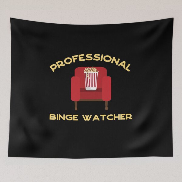 Item preview, Professional Binge Watcher - Red armchair and popcorn - funny designed and sold by Atleta-Cali.