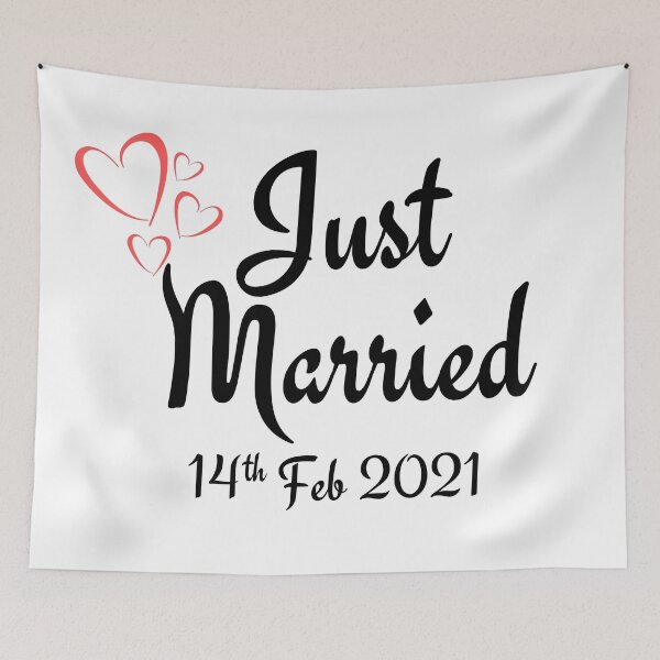 Item preview, Just Married 14 Feb 2021 Valentines Day Black Ink designed and sold by KananiandKiki.