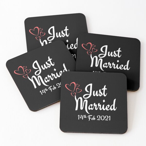 Item preview, Just Married 14 Feb 2021 Valentines Day White Ink designed and sold by KananiandKiki.