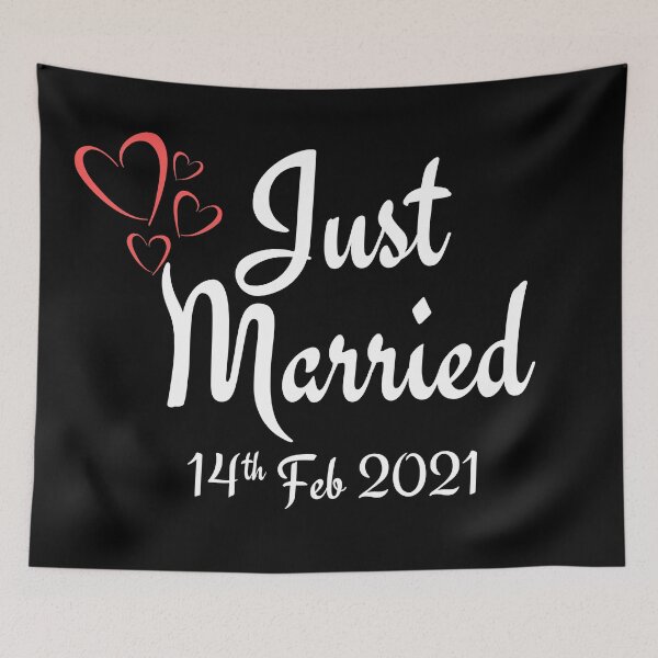 Item preview, Just Married 14 Feb 2021 Valentines Day White Ink designed and sold by KananiandKiki.