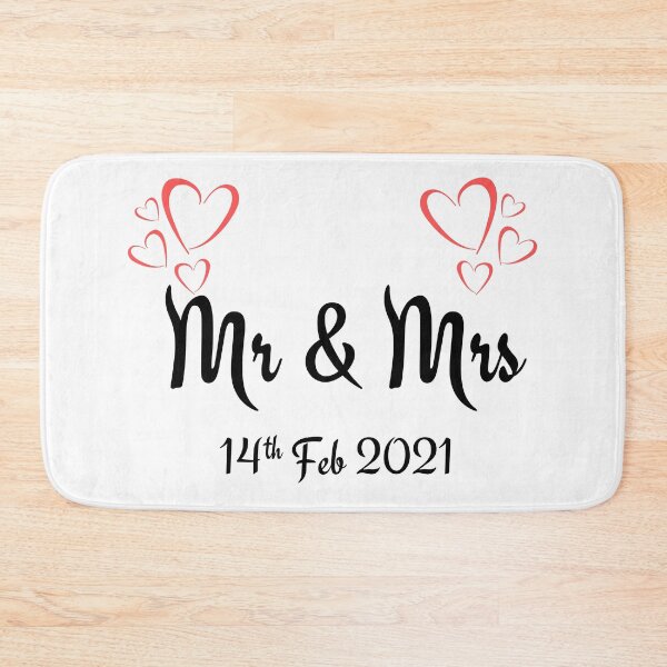 Item preview, Mr and Mrs Just Married 14 Feb 2021 Valentines Day Black Ink designed and sold by KananiandKiki.