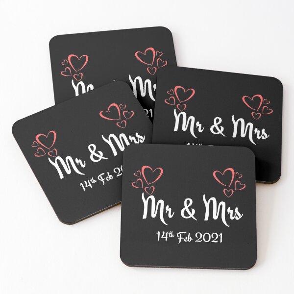 Item preview, Mr and Mrs Just Married 14 Feb 2021 Valentines Day White Ink designed and sold by KananiandKiki.