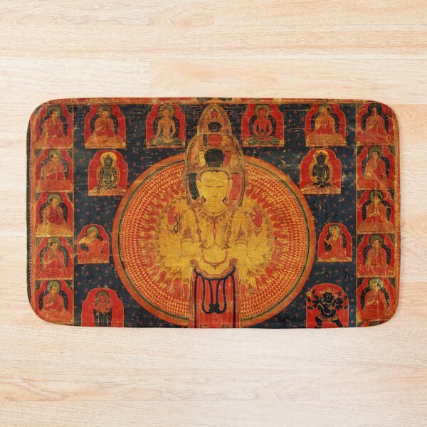 Item preview, Thousand-Armed Chenresi, a Cosmic Form of the Bodhisattva Avalokiteshvara (Restored Tibetan Artwork) designed and sold by PromoteProgress.