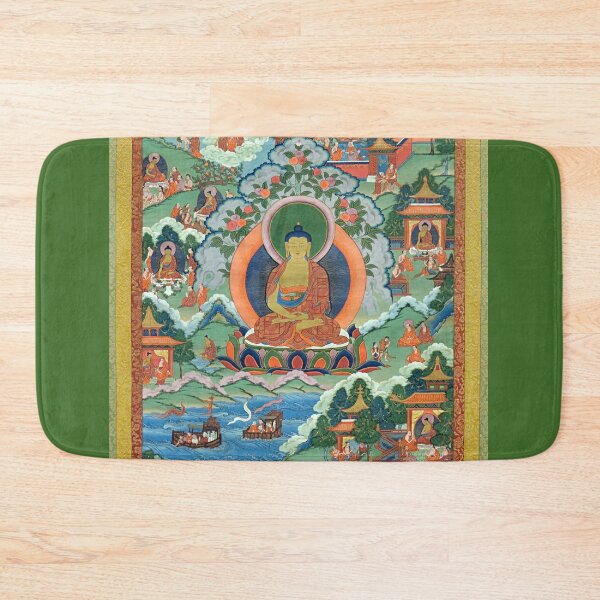 Item preview, Thanka with Buddha (Restored Tibetan Artwork) designed and sold by PromoteProgress.