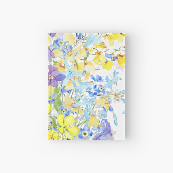 Item preview, purple blue and yellow flowers bouquet watercolor   designed and sold by ColorandColor.