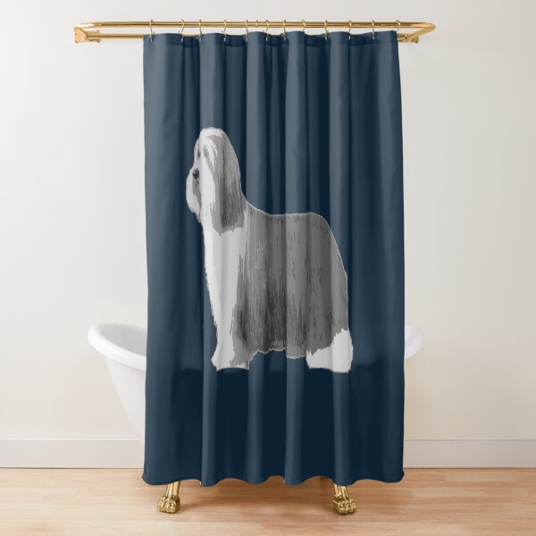 Cute realistic Bearded collie of blue color Shower Curtain