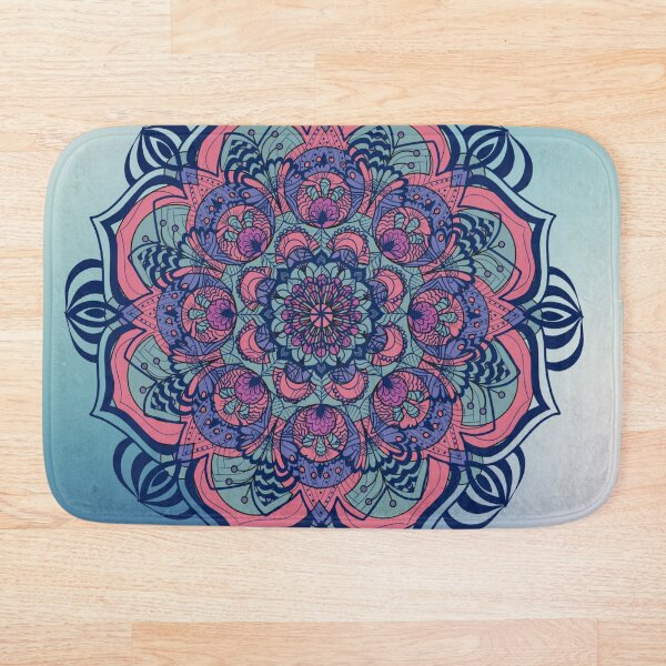 Item preview, Pink mandala on a gradient blue background designed and sold by Makha.