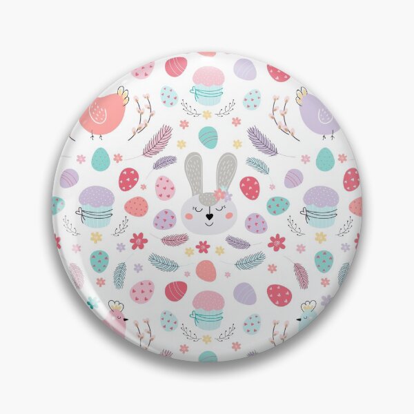 Item preview, Easter pattern with rabbit. Pattern with Easter bunny, chickens, eggs, cake, feathers designed and sold by Dustick.
