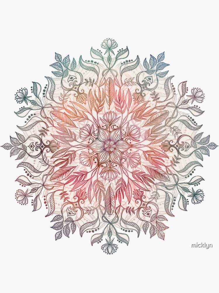 Autumn Spice Mandala in Coral, Cream and Rose by micklyn