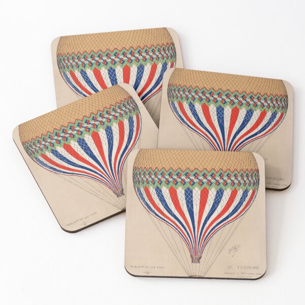 Item preview, Vintage Tricolore Hot Air Balloon Poster  1874 Illustration designed and sold by DeeElle.