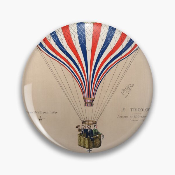 Item preview, Vintage Tricolore Hot Air Balloon Poster  1874 Illustration designed and sold by DeeElle.
