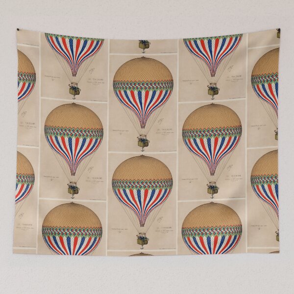 Aperçu de l'œuvre Affiche de ballon à air chaud tricolore vintage 1874 Illustration créée et vendue par DeeElle.