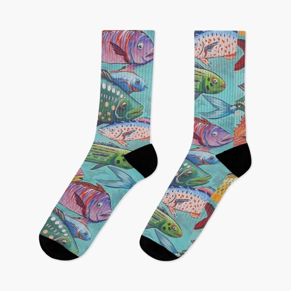 Item preview, Funky fish in blue sea designed and sold by mandybrockbank.