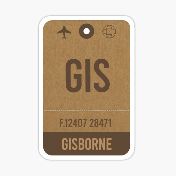 "Gisborne Airport Vintage Luggage Tag, New Zealand" Sticker for Sale by