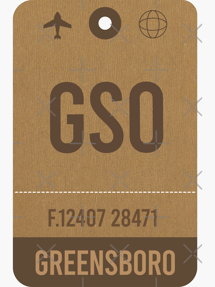 "Greensboro Airport Vintage Luggage Tag, USA" Sticker by