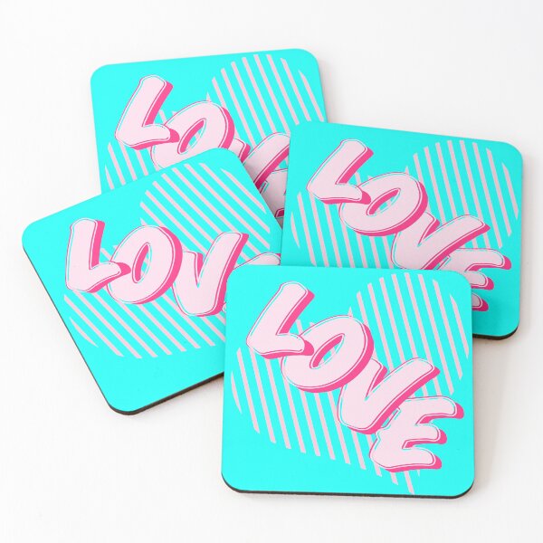 Item preview, LOVE pink heart striped designed and sold by MyREDBlack.