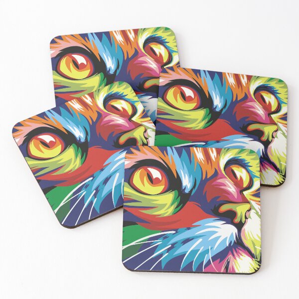 Item preview, Colorfull colorful cat face designed and sold by Joizma.