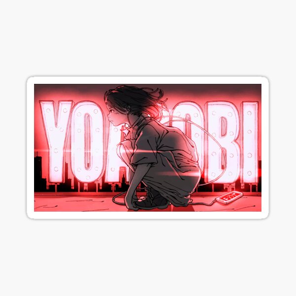 Lonley Girl at the neon sign - yoasobi love Sticker