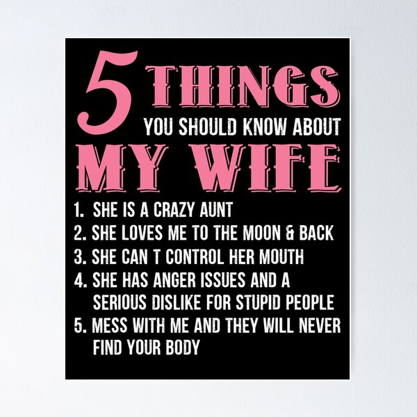 Item preview, 5 Things You Should Know About My Wife Funny Wife Gift designed and sold by Kinalan.