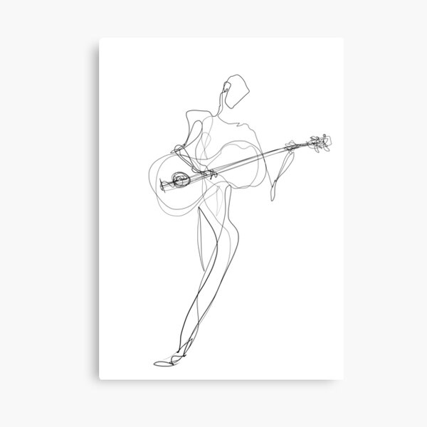 Canvas Print ink drawing vector illustration of a guitar player - PIXERS.UK