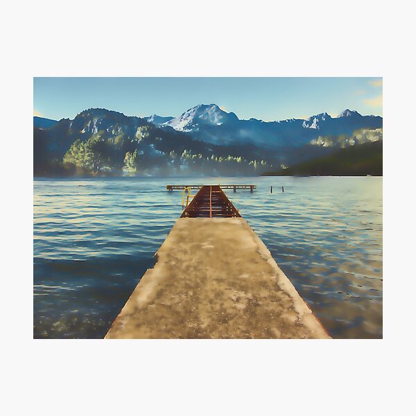 Item preview, sea jetty and mountain view in winter designed and sold by Stuart Chard Photography.