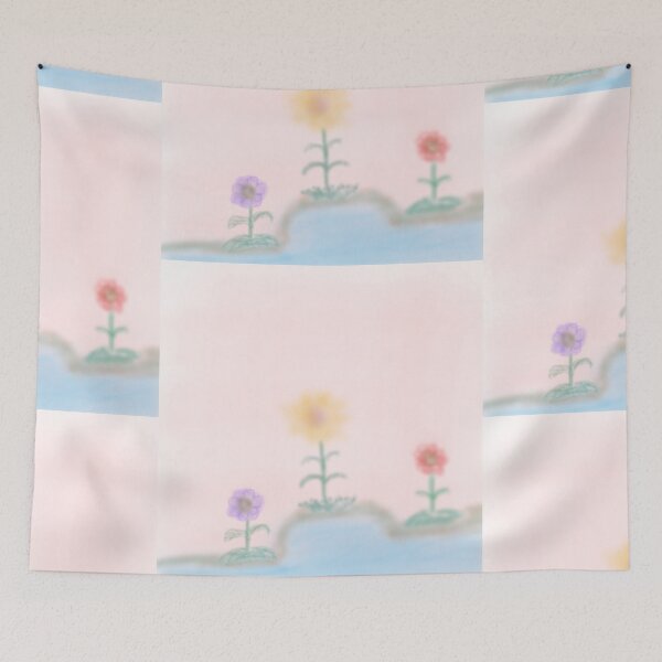 Item preview, Three flowers by a stream original digital art painting  designed and sold by TheHutchGal.