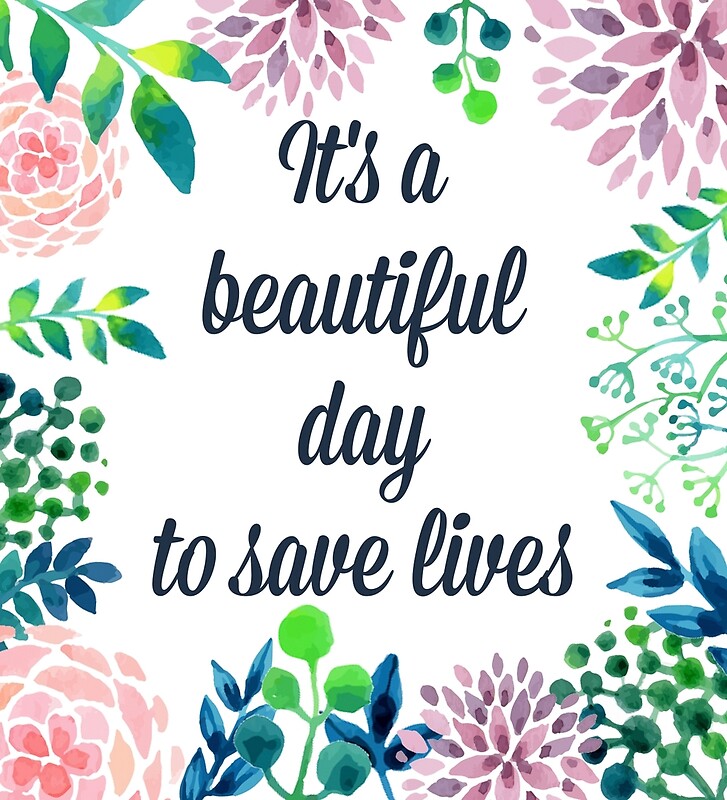 its-a-beautiful-day-to-save-lives-prints-redbubble