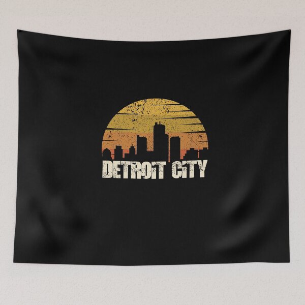 Item preview, Detroit City Skyscraper Skylines Vintage Sunset Retro designed and sold by gpsapparel.