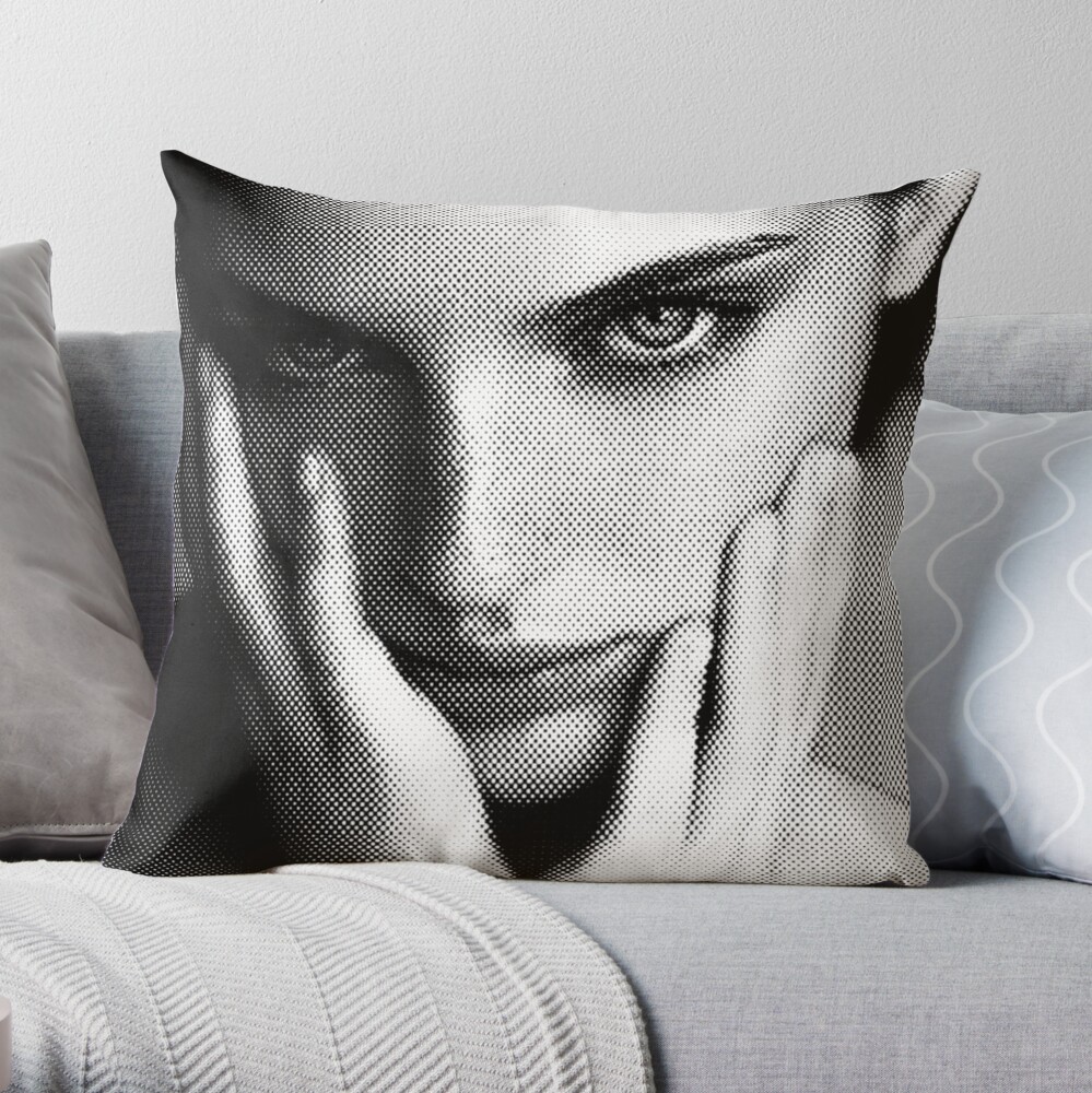 Elizabeth Lail Black & White Portrait Made Of Points | Throw Pillow