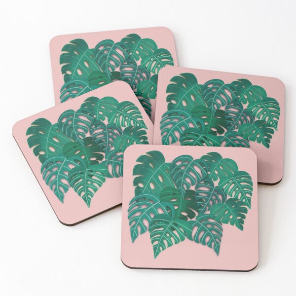 Item preview, Monstera leaves on pink background designed and sold by SJAPhoto.