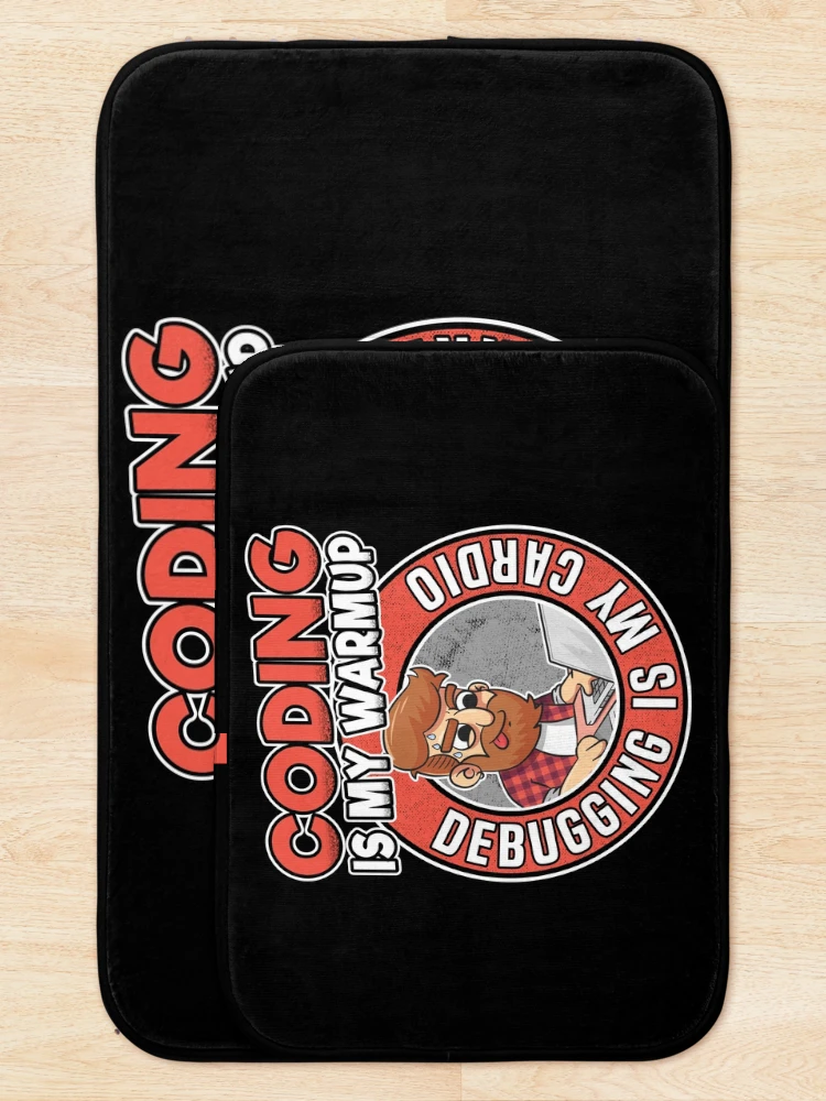 Thumbnail 5 of 6, Bath Mat, Coding & Debugging Funny Programmer Coder Nerd designed and sold by Stronzi.