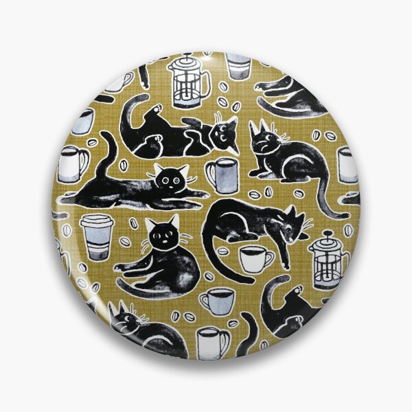 Item preview, Black Cats & Coffee on Mustard  designed and sold by TigaTiga.