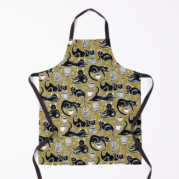 Item preview, Black Cats & Coffee on Mustard designed and sold by TigaTiga.