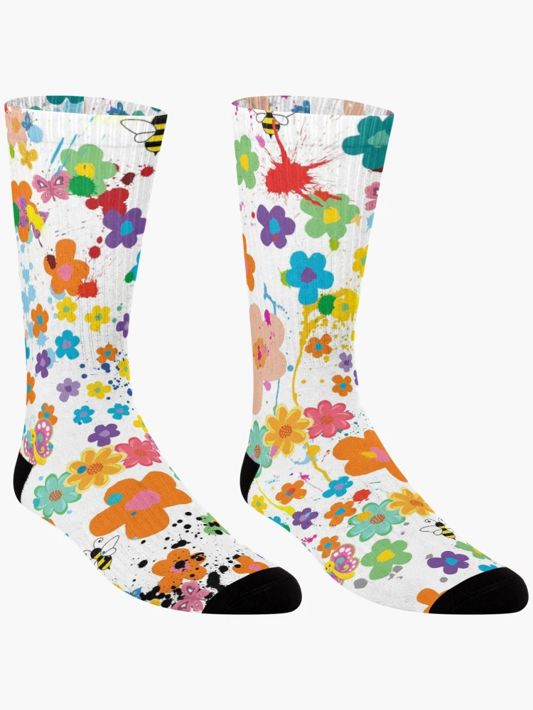 Thumbnail 3 of 5, Socks, Floral Spring Pattern designed and sold by MaxnGeorge.