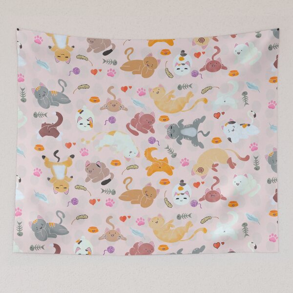 Item preview, Pink Cats and Fishbones | Personalized Patterns designed and sold by KawaiiFavors.