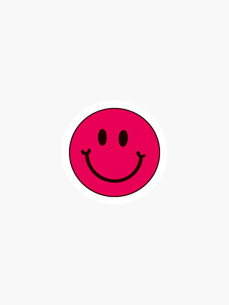 Pink Smiley Face Design Sticker For Sale By Vaishdesigns Redbubble