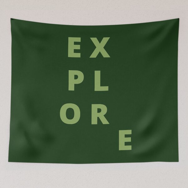 Item preview, Explore. Text only design. Light khaki green capitals. designed and sold by JellyBeenzz.