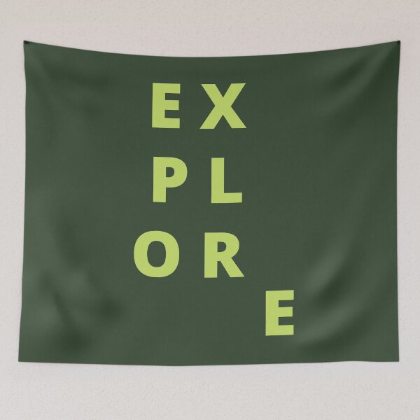 Item preview, Explore. Text only design. Mustard capitals. designed and sold by JellyBeenzz.