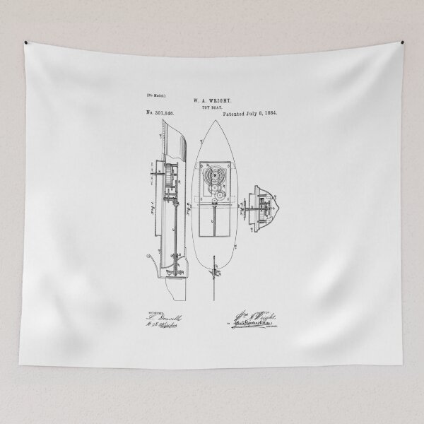 Item preview, W. A. Wright Toy Boat Patent (Black Version) designed and sold by Aliasandco.