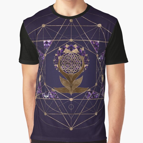 Flower of Life Lotus - Sacred Geometry Ornament Graphic T-Shirt