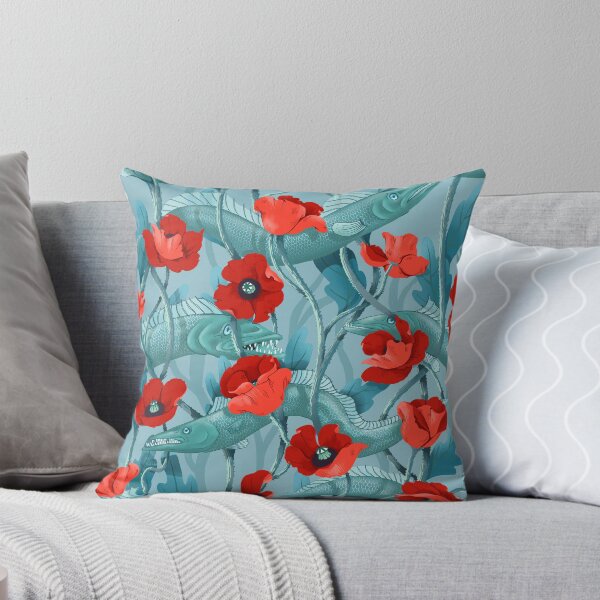 Barracuda - aqua Throw Pillow