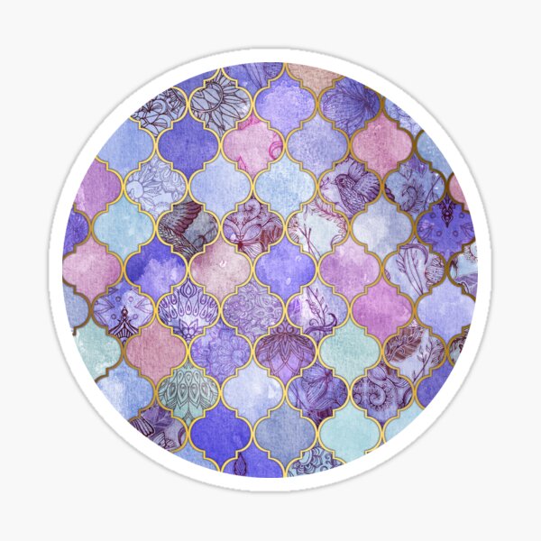Aperçu de l'œuvre Motif de carreaux marocains décoratifs pourpre royal, mauve et indigo créée et vendue par micklyn.