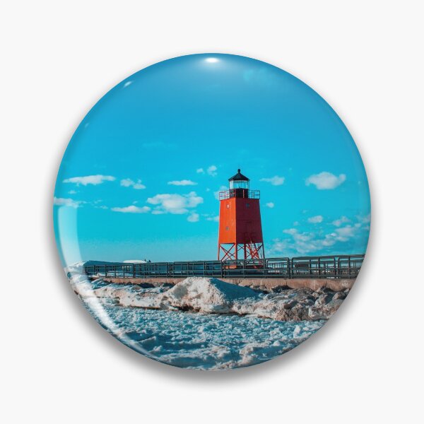 Item preview, A view of the South Pier Light house and the ice dunes off of Lake Michigan in Charlevoix MI designed and sold by Michael Deemer.